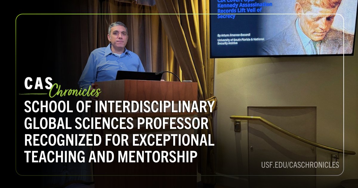 In the latest #CASChronicles, we spotlight Dr. Arturo Jimenez-Bacardi, an associate professor of instruction in the #USF School of Interdisciplinary Global Studies, who has been awarded the CAS Liberal Arts and Sciences Teaching Award! 

Learn more: ow.ly/rpg050WbSXy