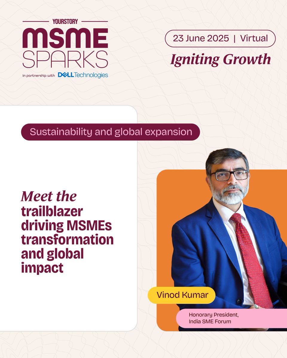 Vinod Kumar, President of India SME Forum, is a dedicated thought leader and evangelist for the MSME sector, with over 14 years of experience leading the forum to empower small and medium businesses.

From spearheading nationwide MSME polls to advising on critical economic and