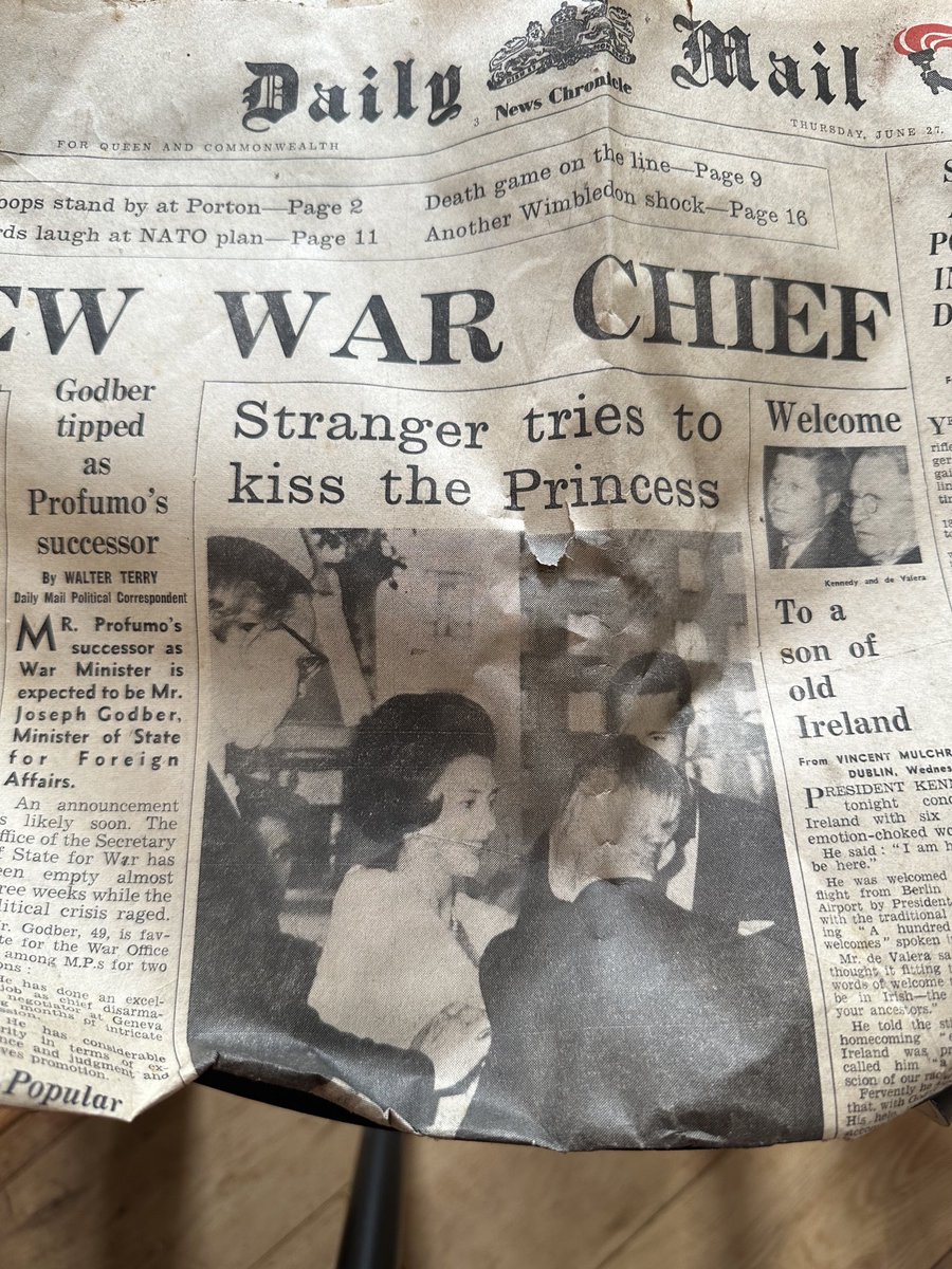 I should not be even in the basement, as technically in London between planes, but Profumo and JFK caught my eye in crumpled paper from 27 June 1963!