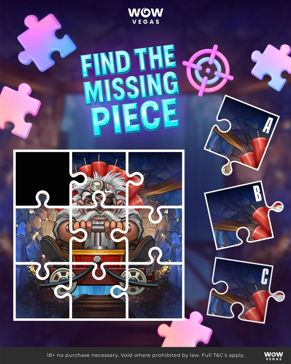 🔥 Complete the Chaos! 🧨We’ve unearthed a piece of explosive action… but something’s missing! 🧩Can you figure out which piece finishes today’s Fire in the Hole 3 puzzle from NoLimit City? 💥👀 Drop your answer and username in the comments for a shot at WOW 30,000 + SC 3! 💰