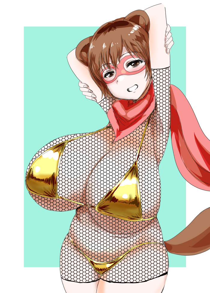 たんたんたぬきの金ビキニ 風もないのに ゆっさゆさ(鎖帷子)  #金曜日はキンキンキラキラ金ビキニ 