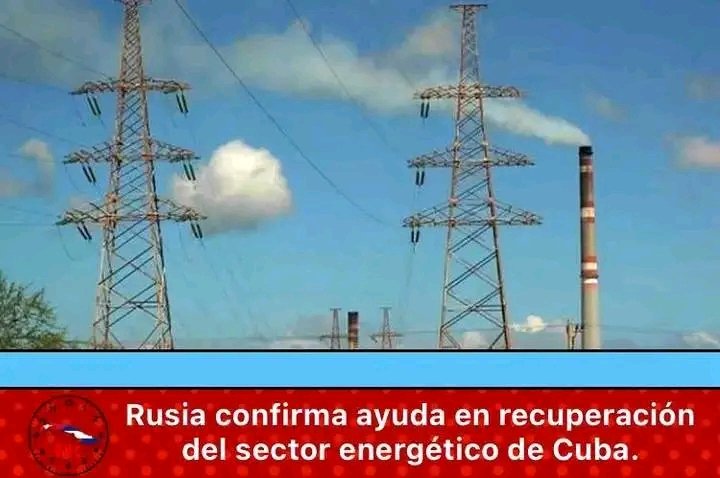 Rusia confirmó que ayudará en recuperación del sector energético de #Cuba. Se planifica incluir empresas nacionales cubanas en la construcción de una nueva unidad generadora de 200 MW y en la rehabilitación otras. #SanctiSpíritusEnMarcha
#LaLuchaNoHaCesado
<a href="/DeivyPrezMartn1/">Deivy Pérez Martín</a>