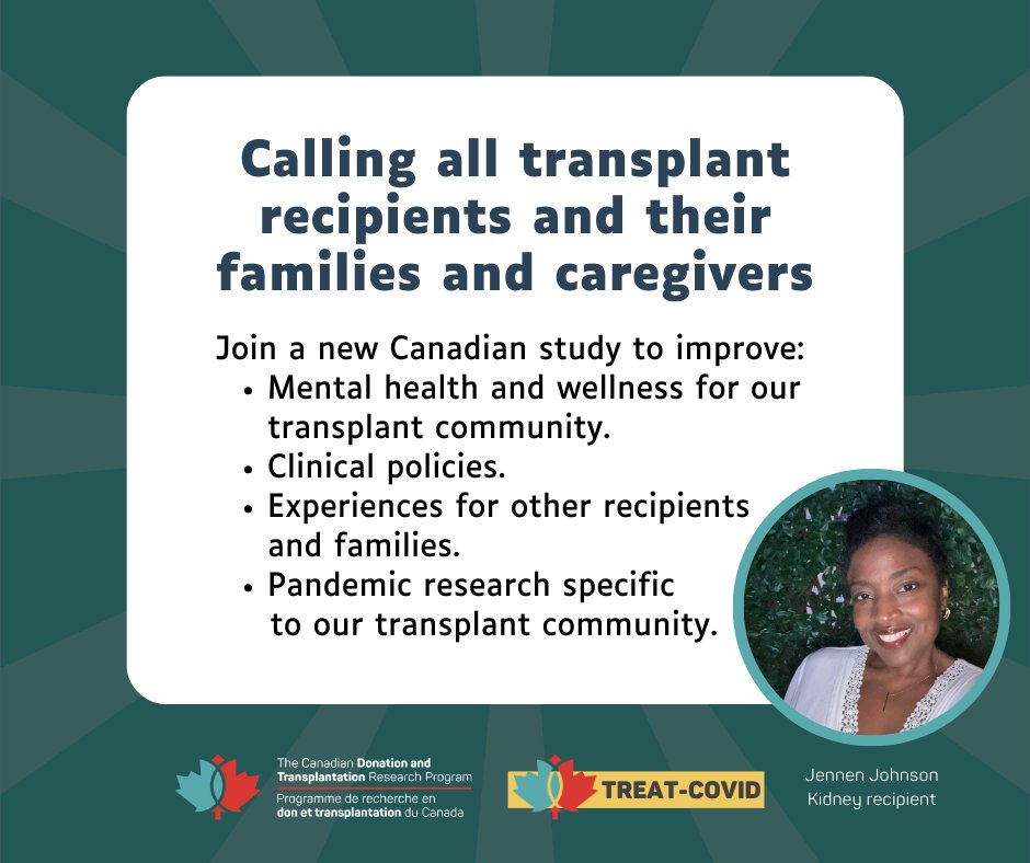 Kidney Foundation (@kidneycanada) on Twitter photo Are you a transplant recipient or a caregiver or family member of a transplant recipient? Join the <a href="/CNTRP/">Canadian Donation and Transplant Research Program</a>โs TREAT-COVID Study and help improve care for our community! Learn more here: bit.ly/Participate-inโฆ Are you a transplant recipient or a caregiver or family member of a transplant recipient? Join the <a href="/CNTRP/">Canadian Donation and Transplant Research Program</a>โs TREAT-COVID Study and help improve care for our community! Learn more here: bit.ly/Participate-inโฆ