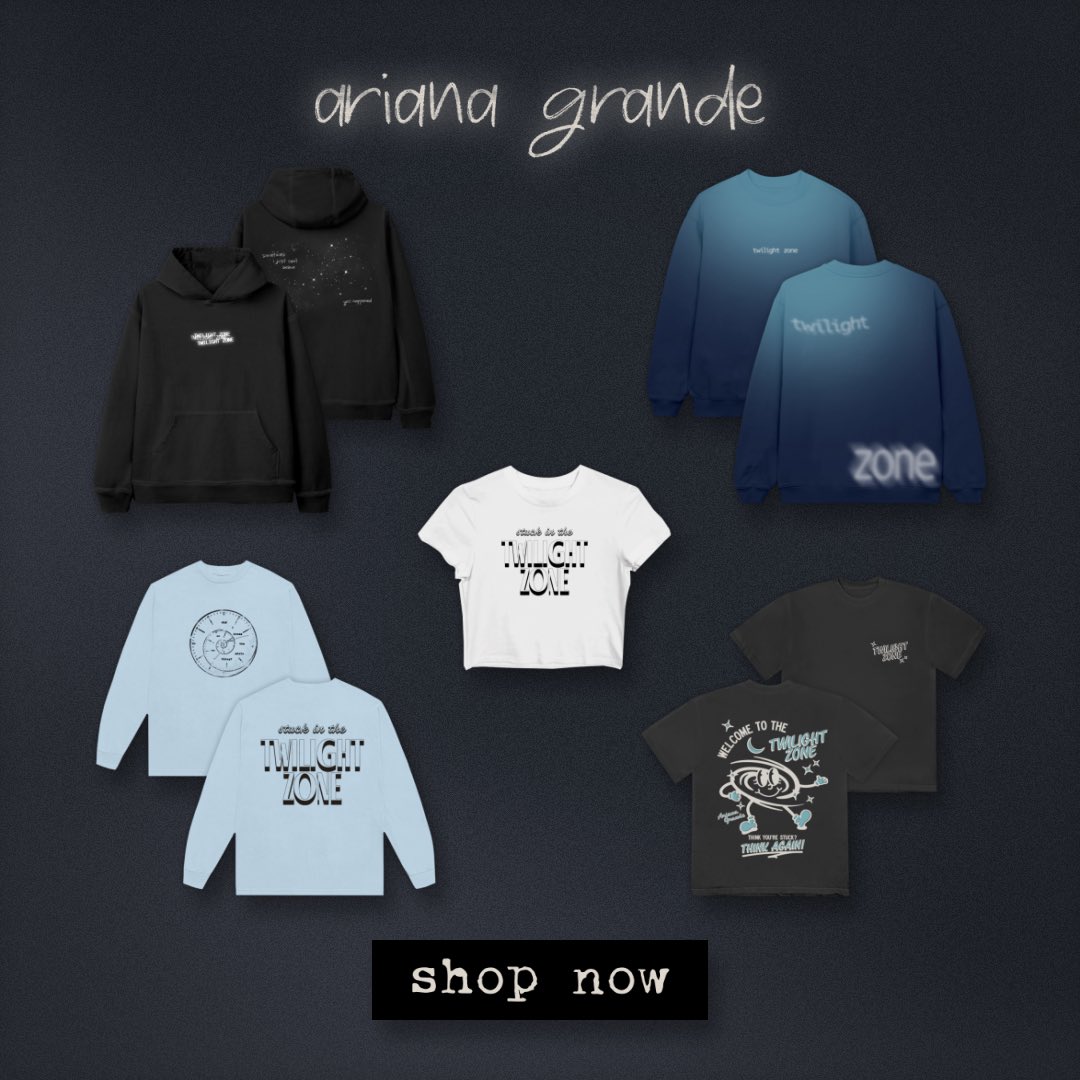 ‘twilight zone’ physical 7’ vinyl, cds + cassettes, digital bundle and merch out now ♡🧸

arianagrande.lnk.to/twilightzone