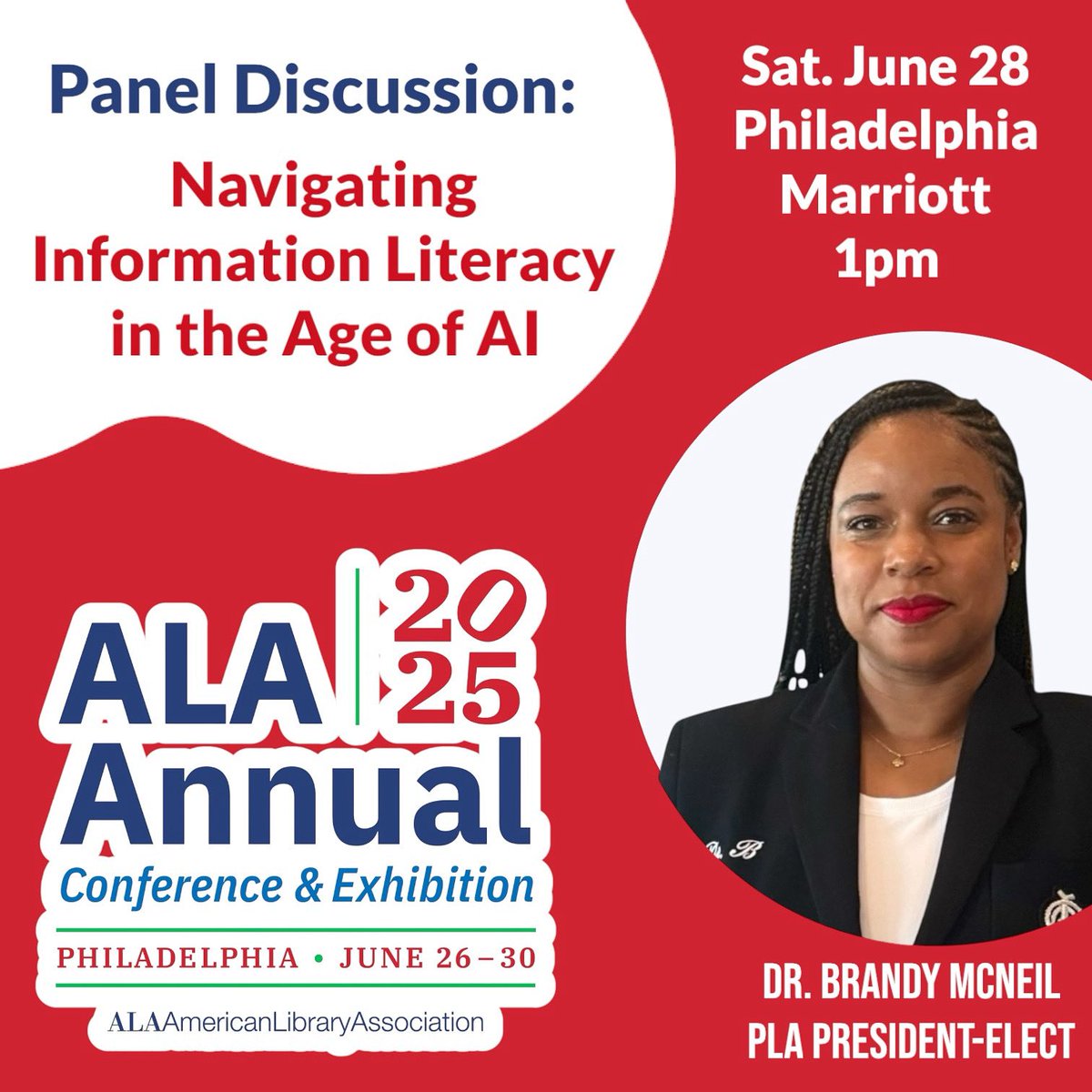 I will be speaking on several panels at #ALAAC25. “Navigating Information Literacy in the Age of AI” is one of them. <a href="/ALA_PLA/">Public Library Association</a> 

#LibrariesTransform #DigitalLiteracy #AIinLibraries #GenAI #ALAAC25 #PLA #libraries