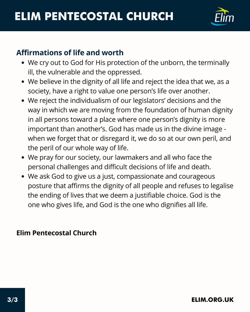 Affirming the dignity of all life in a time of ethical crisis. A response from #Elim’s Public Theology Taskforce on recent UK legislation regarding abortion and assisted dying, and other global events impacting life, death, and human worth.