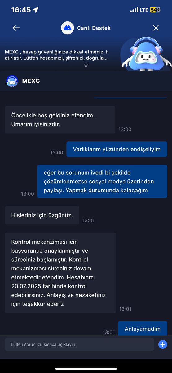 ibrahimhllerglu's tweet image. MEXC, KONTROL MEKANİZMASI KISITLAMASI SEBEBİYLE VARLIKLARIMA EL KONULDU , 30 GÜN İNCELEME SÜRESİ İSTENİYOR. LÜTFEN DESTEK OLUR MUSUNUZ HOCALARIM .  @MEXC_TR @anlcnc1 @EylemCulculoglu @theKriptolik @HASOsyalmedya @MuratMmturk @ProfesorTurkmen @meligtran
