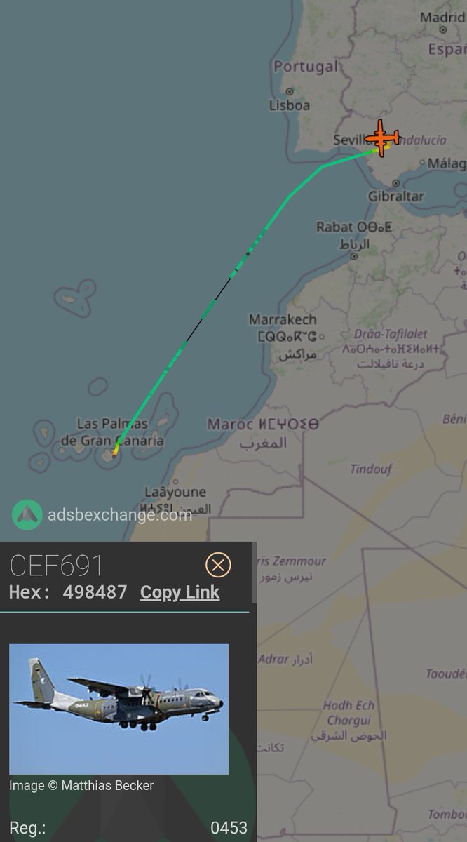 🇨🇿 Fuerza Aérea Checa C295 #0453 desciende hacia Sevilla procedente de Gando, Gran Canaria.