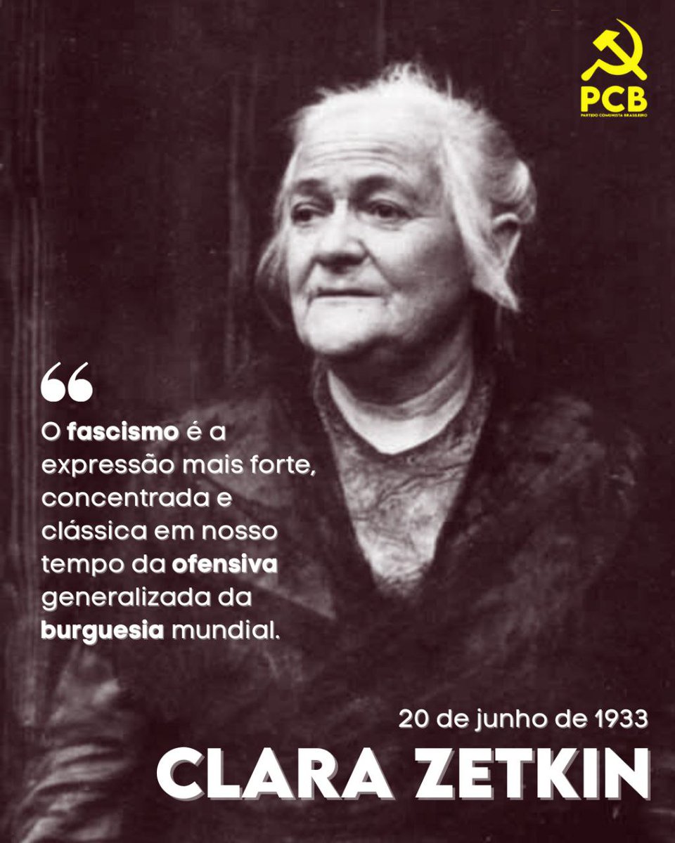 PCBpartidao's tweet image. 92 anos sem Clara Zetkin, uma das maiores feministas e socialistas de seu tempo.
Presente, sempre!
