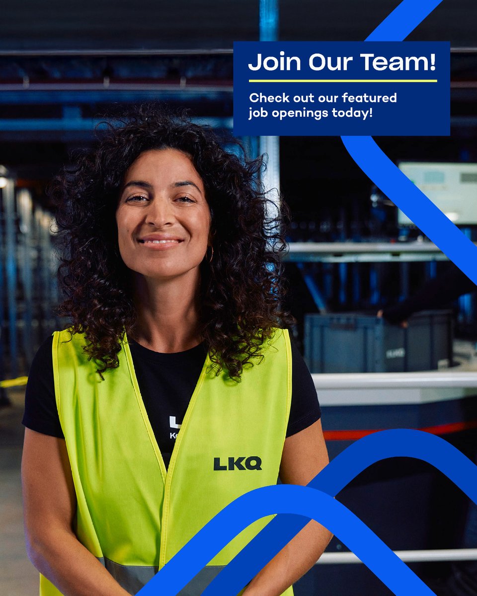 Join the LKQ Team as a Warehouse Worker!
We're looking for individuals to join our team. W/ opportunities for growth &amp; competitive benefits, LKQ is the place to be.

Apply now bit.ly/4h0ahaG
Shawnee, KS
Lakewood, NJ
Salt Lake City, UT
La Grange, NC
Caldwell, ID