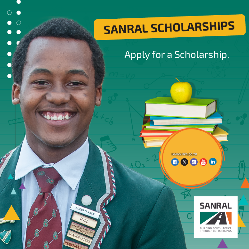 SANRAL_za's tweet photo. Top marks? Big dreams? 

Our scholarship programme rewards academic excellence. Apply now and fund your future.
