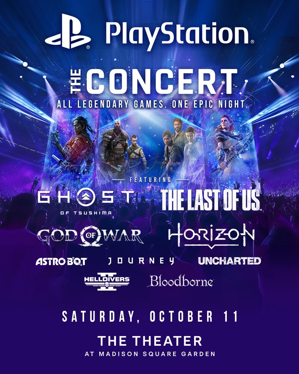 TheTheaterAtMSG's tweet image. Tickets are ON SALE now to see PlayStation: The Concert at The Theater at MSG on Sat, Oct 11!
🎟️: go.thetheateratmsg.com/PlayStationThe…