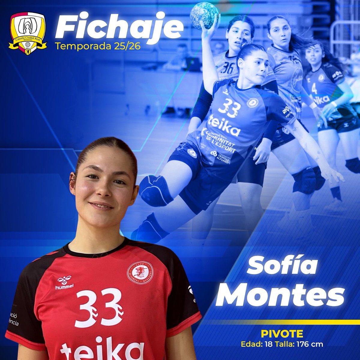 🟨 𝗙𝗜𝗖𝗛𝗔𝗝𝗘 | Sofía Montes

Sofía llega al equipo de Plata Femenino para reforzar nuestra línea de pivotes.

💪 Con solo 18 años, talento y proyección, Sofía se incorpora al equipo con hambre de crecer y dejar huella.

🔁 ¡Nueva etapa, nueva energía!
