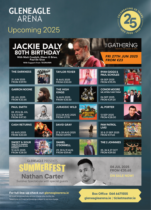 Upcoming!  #livemusic #killarneyevents #killarney gleneaglearena.ie
