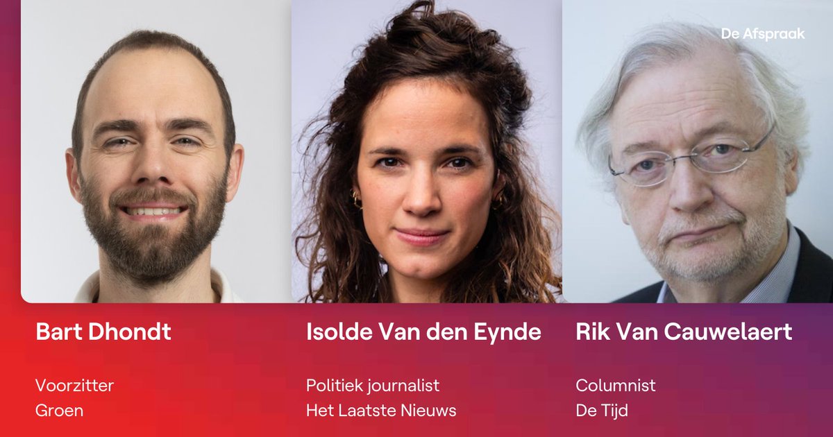 De Afspraak (@deafspraaktv) on Twitter photo Vanavond in #deafspraakopvrijdag: Bart Dhondt, <a href="/Isoldevde/">Isolde Van den Eynde</a> en <a href="/cauwelaert/">Van Cauwelaert</a> over de conflicten in het Midden-Oosten, de NAVO-norm en de partij Groen. Om 20u35 op <a href="/vrtcanvas/">VRT CANVAS</a> Vanavond in #deafspraakopvrijdag: Bart Dhondt, <a href="/Isoldevde/">Isolde Van den Eynde</a> en <a href="/cauwelaert/">Van Cauwelaert</a> over de conflicten in het Midden-Oosten, de NAVO-norm en de partij Groen. Om 20u35 op <a href="/vrtcanvas/">VRT CANVAS</a>