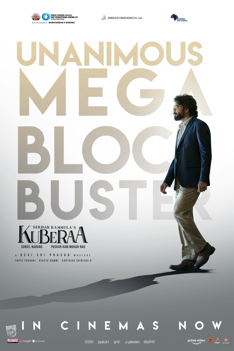 Kuberaa Movie (@kuberaathemovie) on Twitter photo Thank you for making #Kuberaa not just a film but a celebration of cinema! ♥️
It’s a UNANIMOUS MEGA BLOCKBUSTER 🔥
#Kuberaa in cinemas now! 
Book your tickets now: linktr.ee/KuberaaTickets 
#BlockBusterKuberaa #BOXOFFICEKuberaa 
#SekharKammulasKuberaa Thank you for making #Kuberaa not just a film but a celebration of cinema! ♥️
It’s a UNANIMOUS MEGA BLOCKBUSTER 🔥
#Kuberaa in cinemas now! 
Book your tickets now: linktr.ee/KuberaaTickets 
#BlockBusterKuberaa #BOXOFFICEKuberaa 
#SekharKammulasKuberaa