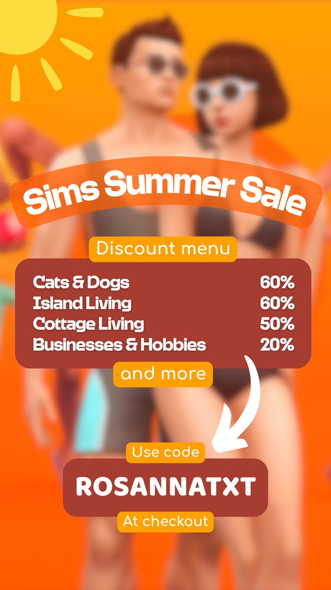RosannaTxt's tweet image. The Sims Summer Sale is live RIGHT NOW 🌞

#ad