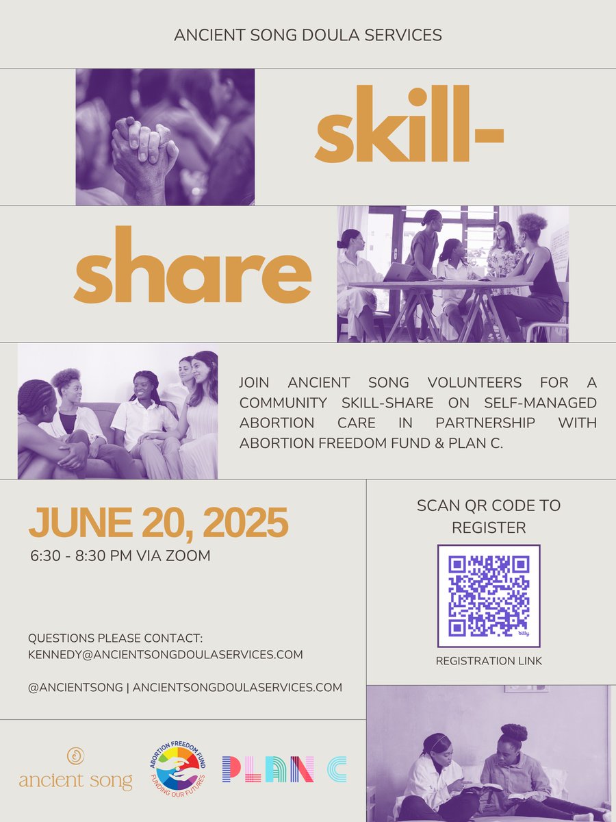Today at 6:30pm join us for a skillshare on self-managed abortion focusing on self and community support! Register via the link below and pull up with a blanket, comfy clothes, tea -- whatever brings you steadiness and let's learn from each other!
bit.ly/4dAiZLQ