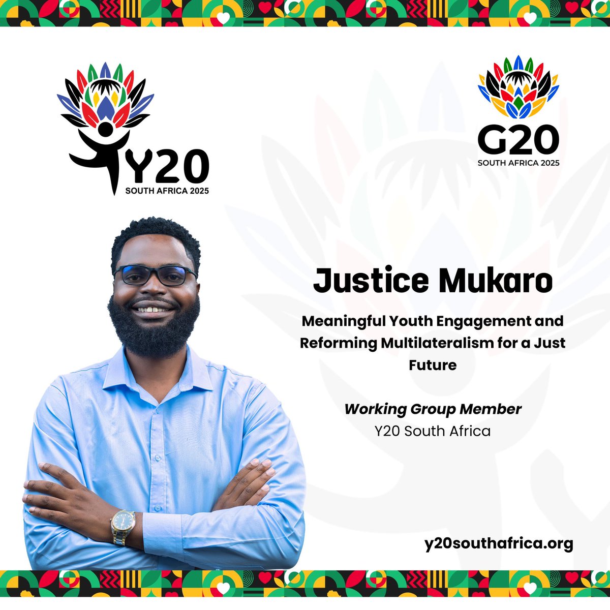 Delighted to be selected as one of the Young African leaders who will be providing youth voices in the preparations of G20 Leaders Summit to be hosted by South Africa 🇿🇦