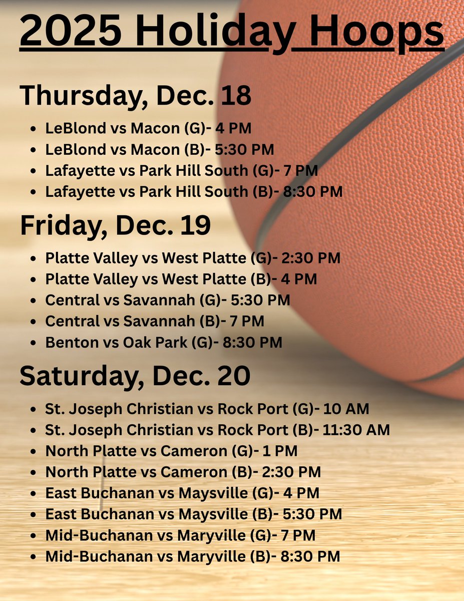 Three days of great high school basketball is coming back to Civic Arena this December.

The St. Joseph, Mo. Sports Commission hosting the 2025 Holiday Hoops Classic.