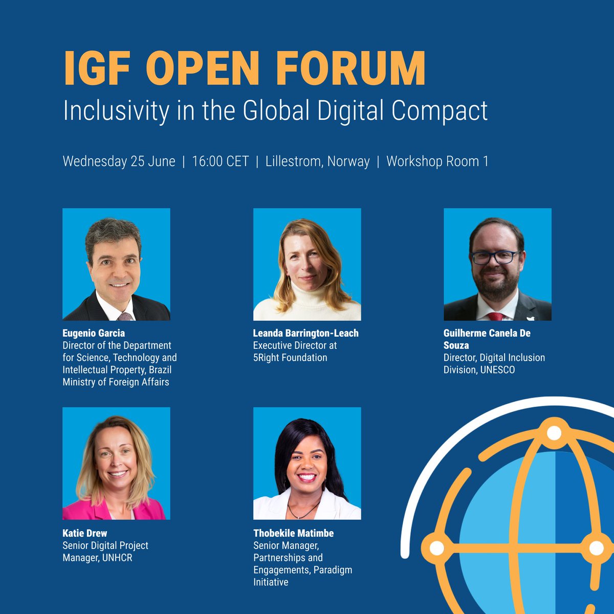 ODET_UN's tweet image. Attending @intgovforum 2025 in Lillestrøm, Norway?
Join a conversation on how the #GlobalDigitalCompact can support safe & inclusive digital spaces with @EgarciaVirtual, @LeandaBL, Guilherme Canela De Souza, @KatieDrew2000 & @t_matimbe.
🗓 25 June, 16:00 CET
📍 Workshop Room 1