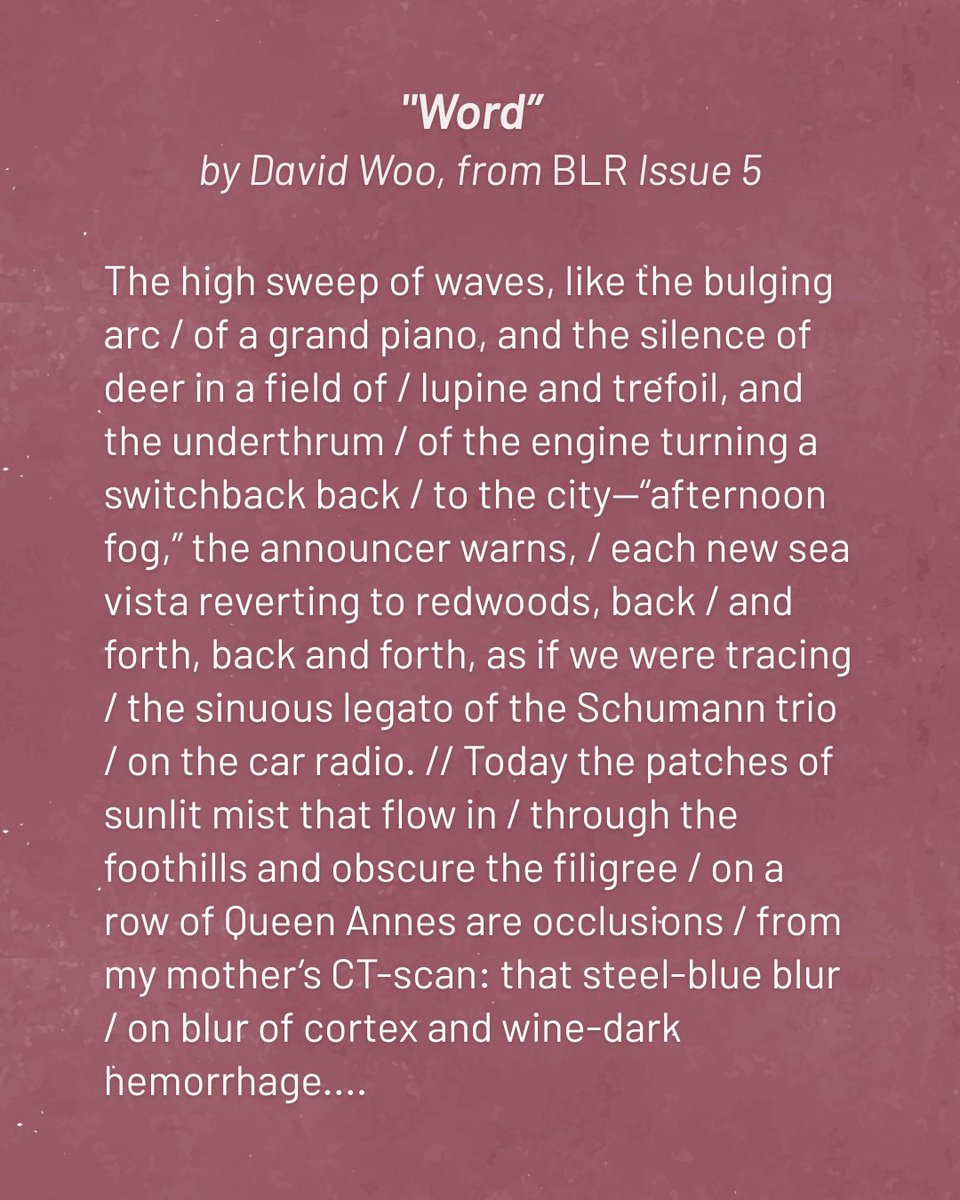 Today's Weekly Read is "Word" by David Woo from Issue 5! 🖋️ 

Read the full poem: blreview.org/poetry/word/