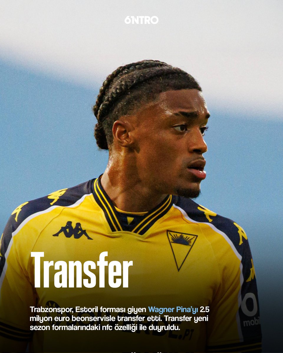 Trabzonspor, Estoril forması giyen Wagner Pina’yı 2.5 milyon euro bonservisle transfer etti. Transfer yeni sezon formalarındaki nfc özelliği ile duyruldu.