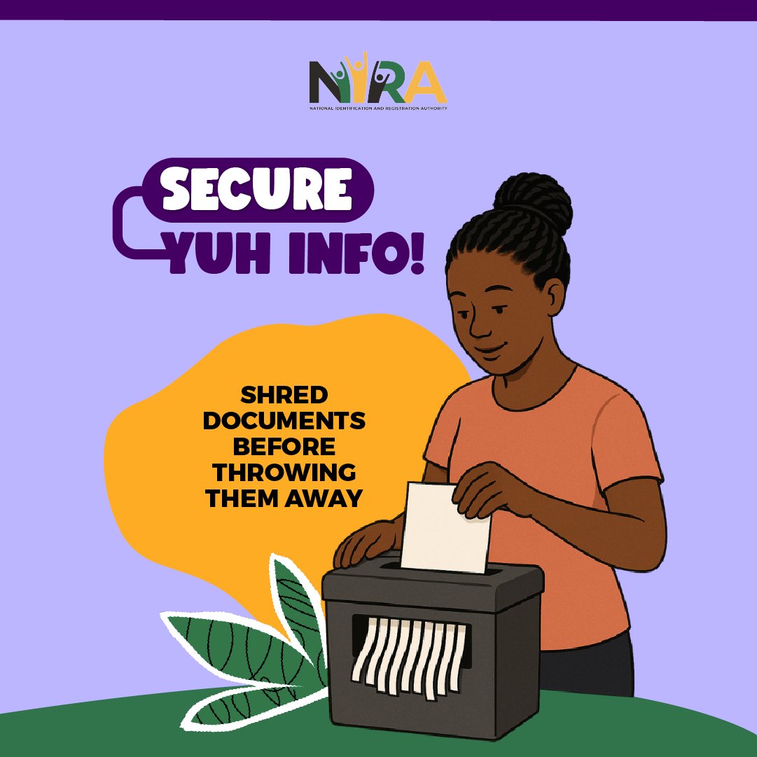 Think before you toss! Shred old bills, bank letters, and anything with personal information to protect your identity from falling into the wrong hands.

#NIRA #NIC #IDCard
