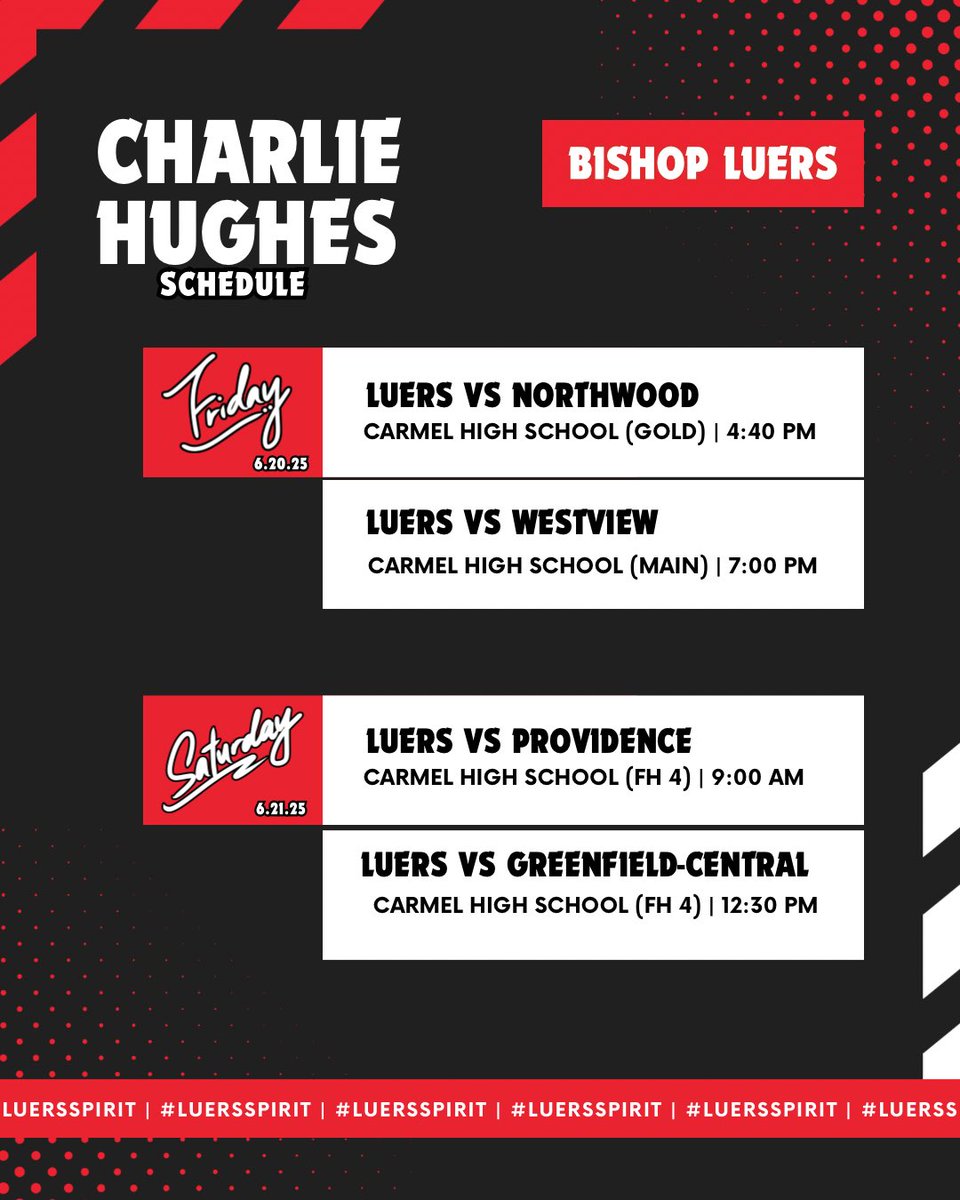 LuersBasketball's tweet image. We go to Carmel today for Charlie Hughes! Here is our schedule for both today and tomorrow! Go Knights! #LuersSpirit