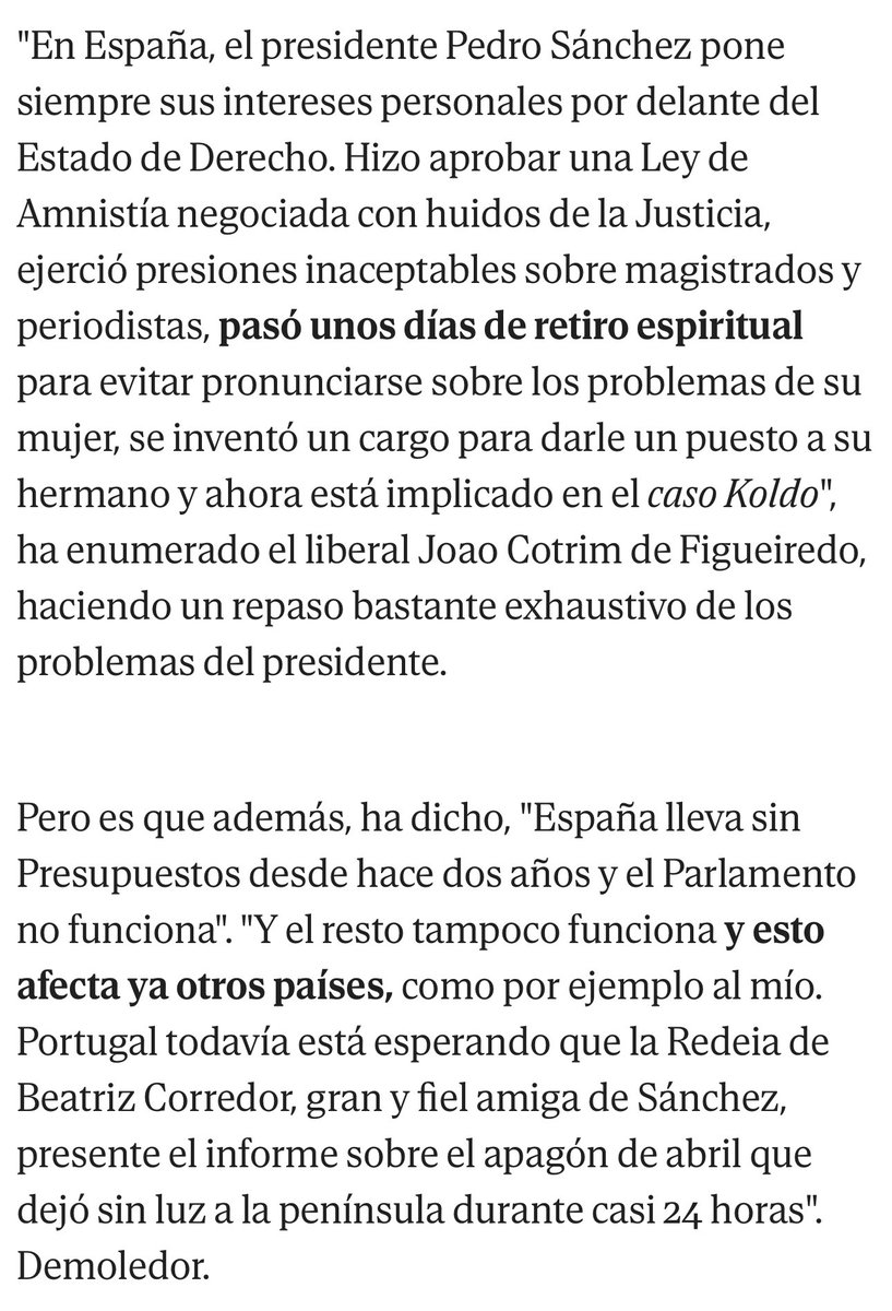 jcf_liberal's tweet image. Demoledor.

&quot;Portugal todavía está esperando que la Redeia de Beatriz Corredor, gran y fiel amiga de Sánchez, presente el informe sobre el apagón de abril que dejó sin luz a la península durante casi 24 horas.&quot;