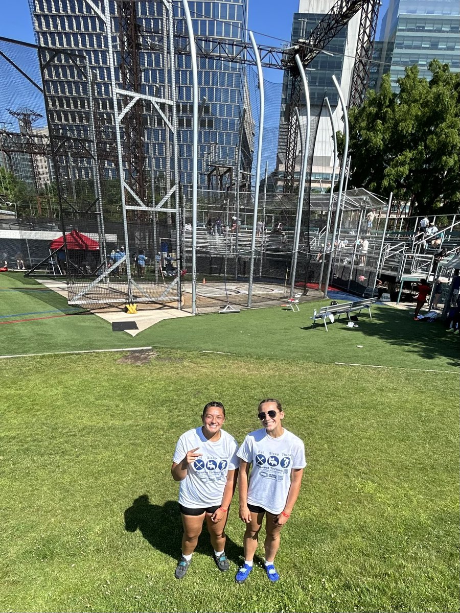 WoodmenXCTF's tweet image. At the conclusion of the discus prelims, Emma sits in 2nd with a new PR and school record of 161-4! Maddi is 5th with a new PR of 157-0! What a morning for our All-State duo!!
