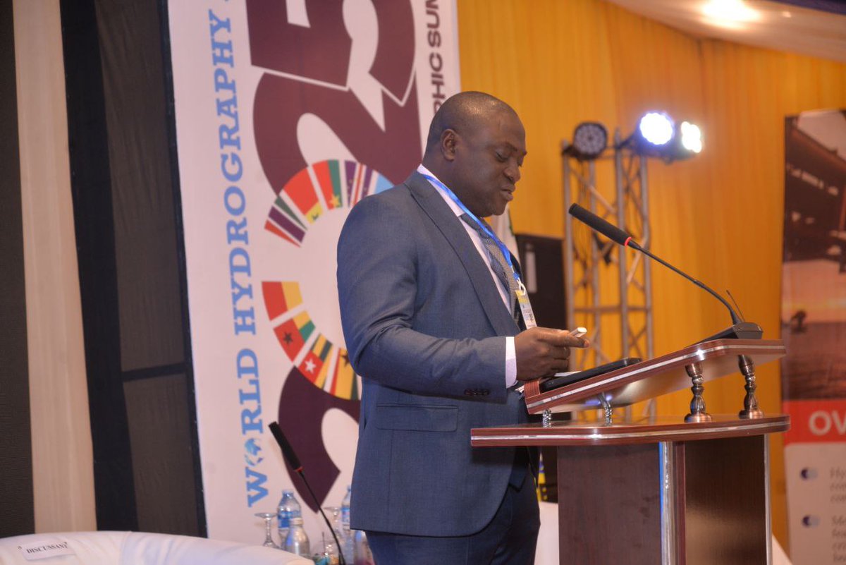 NHA_Nigeria's tweet photo. Mr Paul Adeyeye presenting his paper titled "Innovations in Hydrographic Technology: Enabling Data-Driven Decisions for Ocean Sustainability" during the Plenary Session at the #WorldHydrographyDay2025 and #WestAfricanHydrographicSummit . https://t.co/GAC9rk1BgA