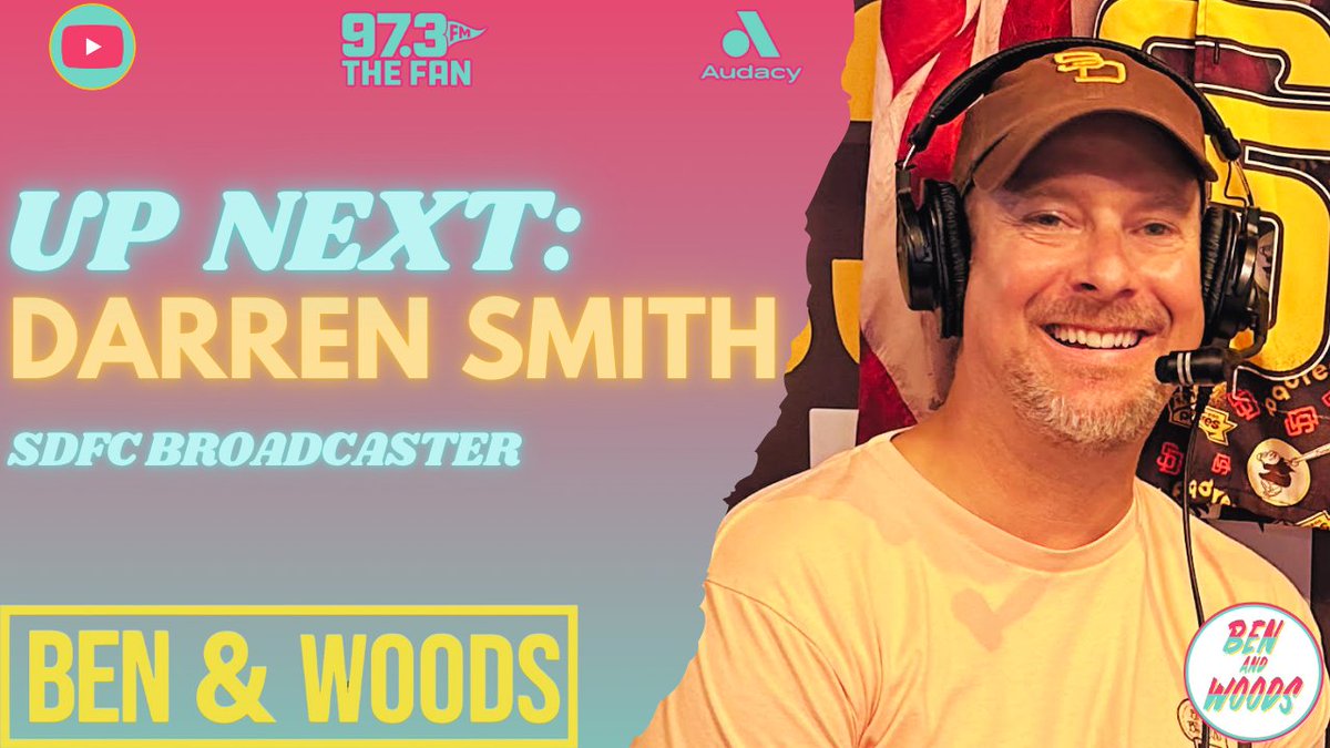 Ben & Woods (@benandwoods) on Twitter photo Our man <a href="/DSmithShow/">Darren Smith</a> joins us NEXT and with no SDFC match this weekend, we'll get all of Darren's thoughts on Padres vs dodgers 👇
📻 <a href="/973TheFanSD/">97.3 The Fan</a>
📱 <a href="/Audacy/">Audacy</a> App
WATCH: youtube.com/watch?v=H9AgvA… Our man <a href="/DSmithShow/">Darren Smith</a> joins us NEXT and with no SDFC match this weekend, we'll get all of Darren's thoughts on Padres vs dodgers 👇
📻 <a href="/973TheFanSD/">97.3 The Fan</a>
📱 <a href="/Audacy/">Audacy</a> App
WATCH: youtube.com/watch?v=H9AgvA…
