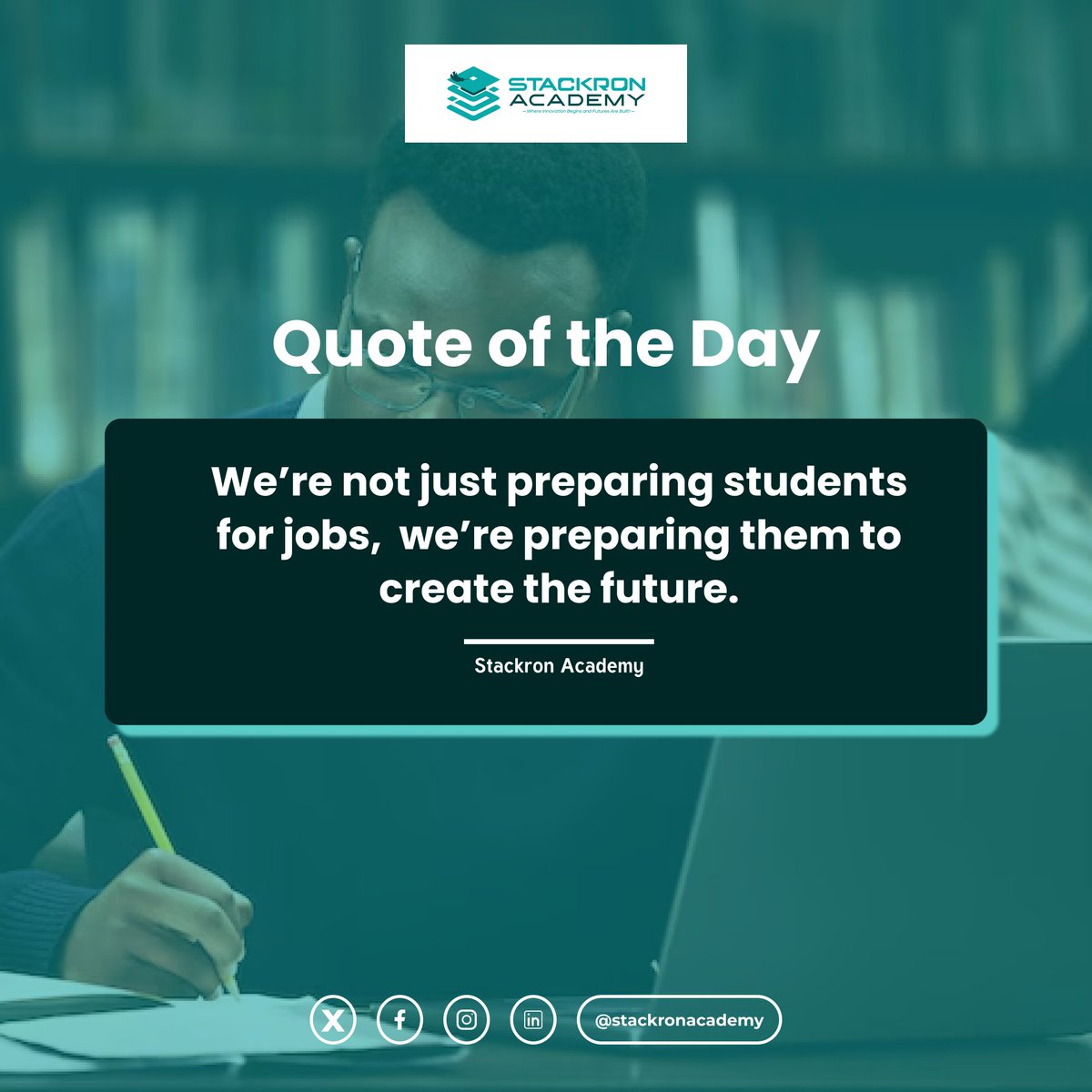 stackronacademy's tweet photo. :computer: At Stackron Academy, every lesson is a step toward innovation, every project is a seed of impact, and every student is a leader in the making.

#StackronAcademy #InnovateAfrica #TechEducation #CreatorsOfTomorrow #LearnBuildLead #AIForAfrica https://t.co/C5ZpTtMoam