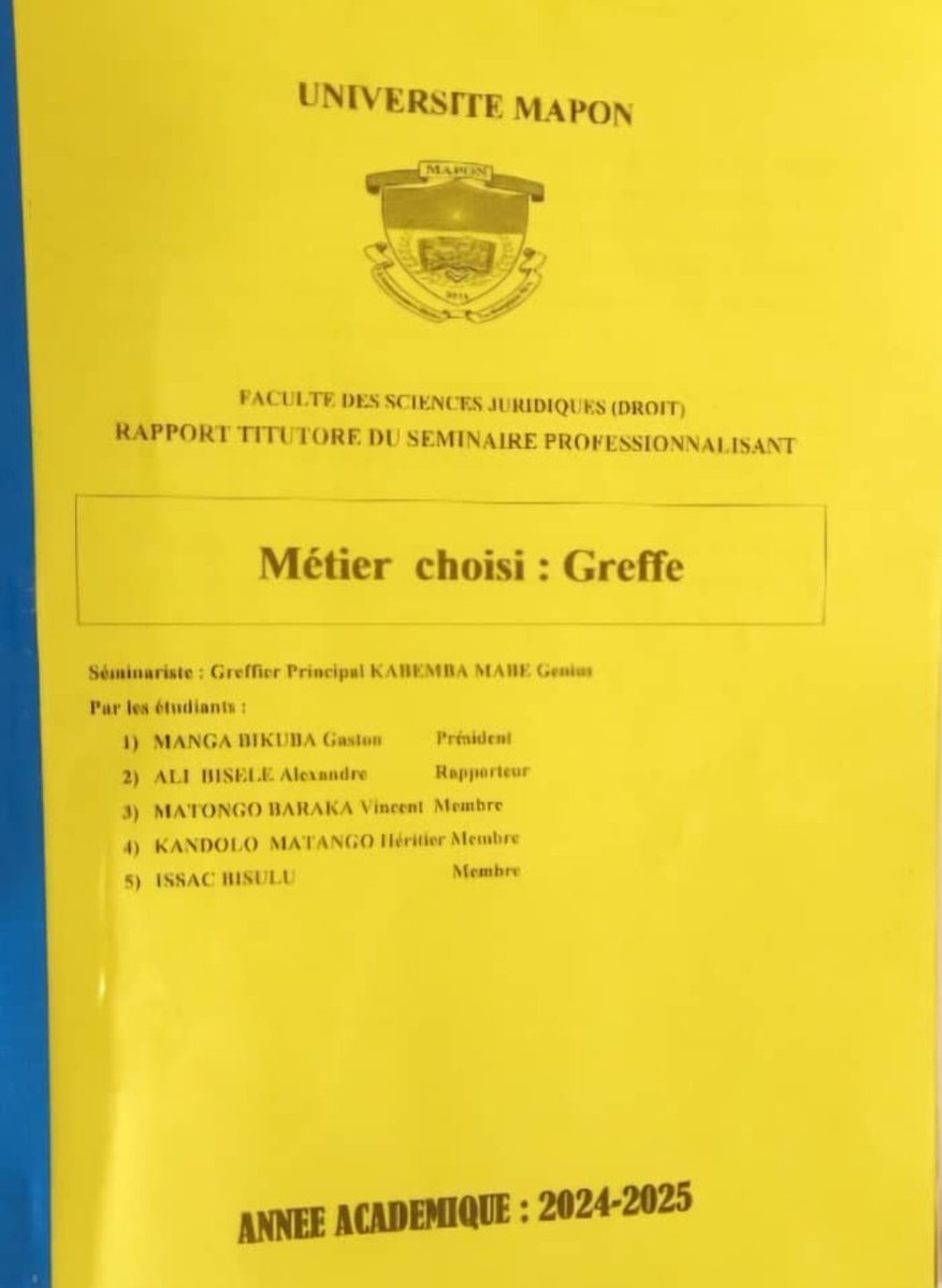 MaponUniversity's tweet photo. À l’Université MAPON, la professionnalisation commence dès Bac 1 !
Les étudiants en Droit défendent aujourd’hui leurs rapports tutorés après des séminaires professionnalisants.
Une jeunesse engagée pour un avenir juridique solide !
#UniversitéMAPON #LMD #Droit #Maniema

--- https://t.co/iYerEZa8wi