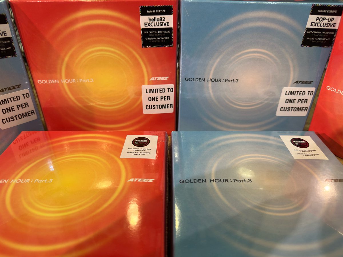 🚨 ATEEZ - GOLDEN HOUR PART 3 HAS LANDED 🚨

We have a hmv exclusive version of HEAT &amp; THIRST, plus we have 2 versions strictly limited to one copy per person a Hello82 exclusive and a POP-UP exclusive (limited quantities)

#ateez #goldenhourpart3 #heat #thirst #hmv