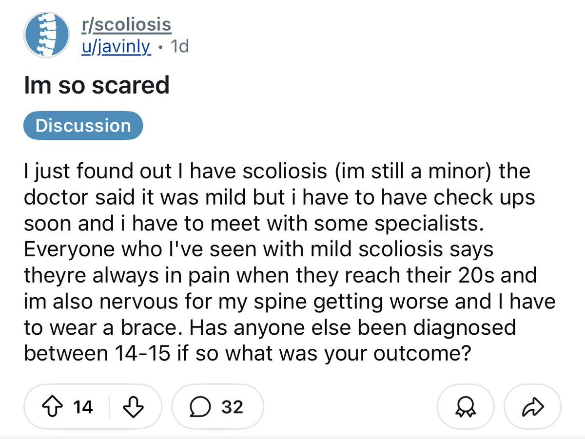 BasselDiebo's tweet image. Why Lamina from @SpineDAO is the superior AI for spine conditions 🦴 (In R/D):
When it comes to specialized healthcare information, specificity matters. Here's how 3 AI agents answered a scared teen's scoliosis question from @Reddit today - 🧵