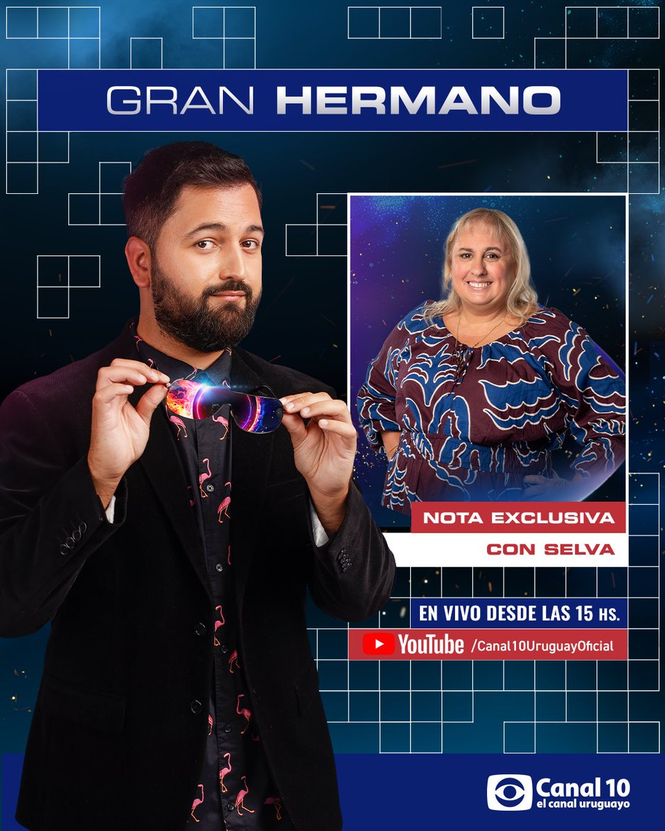 Canal 10 (@canal10uruguay) on Twitter photo ¡A partir de las 15 hs. <a href="/Agustin_Gil/">Agustin Gil</a> conversa con Selva de su paso por #GranHermano! 🗣️💥📺 ¿Qué le preguntarías? 👋🤩
🔗👉 Mirá la nota completa en nuestro canal de YouTube. ¡A partir de las 15 hs. <a href="/Agustin_Gil/">Agustin Gil</a> conversa con Selva de su paso por #GranHermano! 🗣️💥📺 ¿Qué le preguntarías? 👋🤩
🔗👉 Mirá la nota completa en nuestro canal de YouTube.