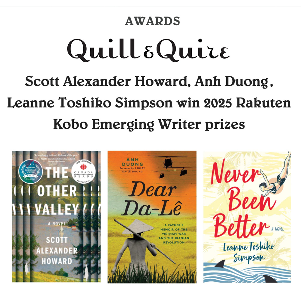 RozFoster's tweet image. From @quillandquire : ✨&quot;Scott Alexander Howard was named the winner of the [Rakuten Kobo] literary fiction prize for The Other Valley (Scribner/@SimonSchusterCA).... Judge and award-winning novelist Suzette Mayr called the book &apos;a clear standout.&apos;&quot;✨ tinyurl.com/2t29nzv5