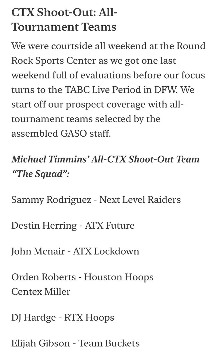 Thanks for the shout out <a href="/rtxhoops/">RTX Hoops</a> <a href="/iFilmHoopers/">Michael Timmins</a> <a href="/TexasHoopsGASO/">TexasHoops/GASO 🔗</a> <a href="/GASOMass/">Ryan Massad 🔎</a> <a href="/GASOLyndon/">Lyndon Cook 🔗</a> <a href="/GASOBlue/">Blue Zertuche 🔗</a> from the CTX GASO. Looking forward to <a href="/Tabchoops/">𝙏𝘼𝘽𝘾🏀📋</a> this weekend w/ <a href="/Hawk_Hoops/">Hendrickson Hoops</a>