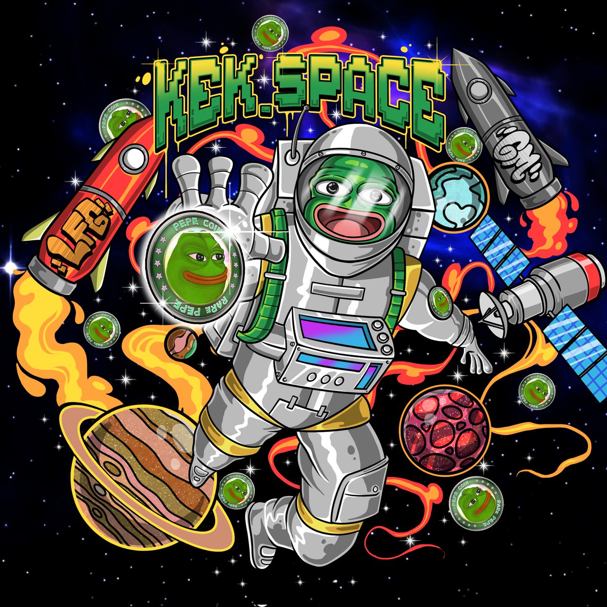 Here we go, the art is done for <a href="/pepecoins/">Pepecoin</a> cd, lololol i really want to make throw up graffiti on space ship lol