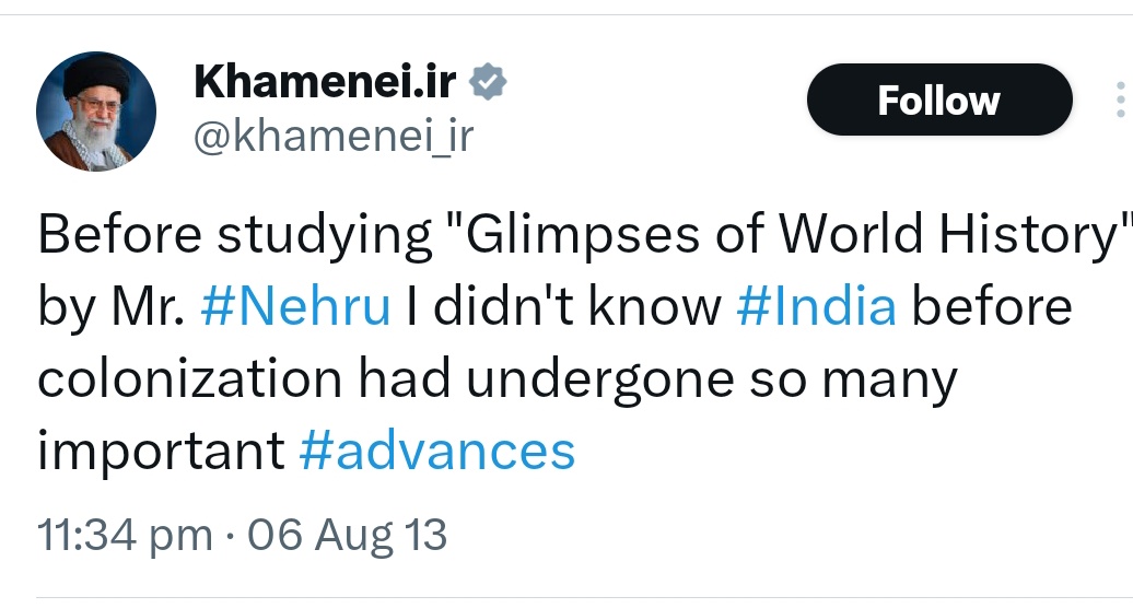 So Khamenei is a Nehruvian 🥺🔥