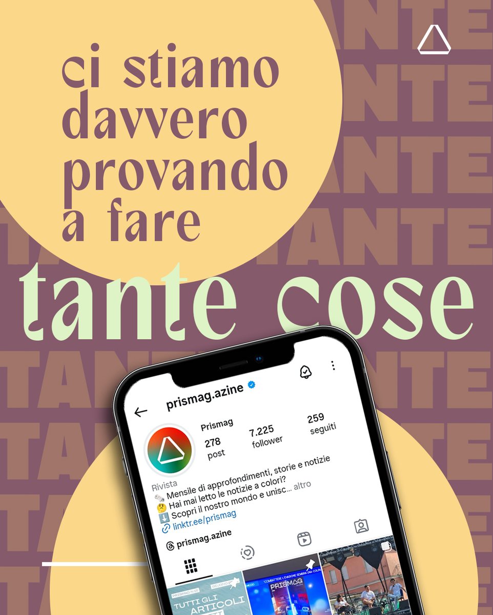 CI STIAMO DAVVERO PROVANDO!
Ogni mese scriviamo, impaginiamo, stampiamo.
Una rivista indipendente che prova a dire qualcosa.
Se ti abboni, lo dice più forte.

Abbonarsi è far parte di qualcosa che cresce.
👉 prismag.it/shop
Ci sei anche tu?