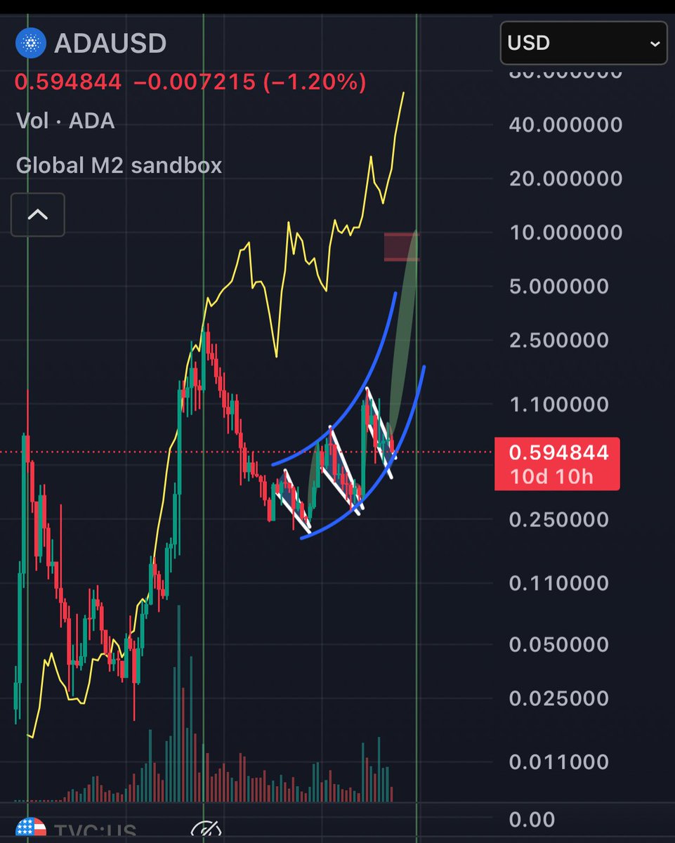 Since #Cardano $ADA is a top blue chip in crypto. A household name if you will. 

I’m NOT worried about it breaking out and going parabolic. 

1. You can already see the stair step pattern forming.

2. Cardano has so many narratives including AI, Enterprise adoption, ETFs, DeFi,