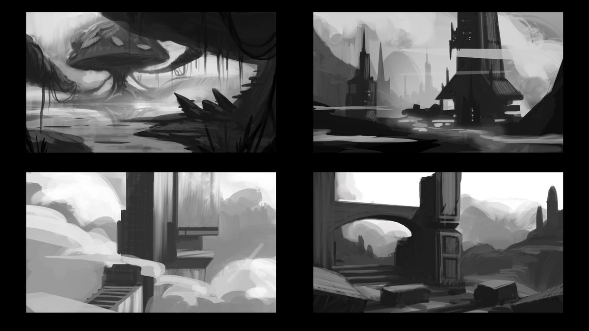 davesimondesign's tweet image. Fast B&W thumbnails to loosen up and test some shapes. Keeping the creative flow going. 🧠
#ConceptArt #DigitalArt #ArtShare