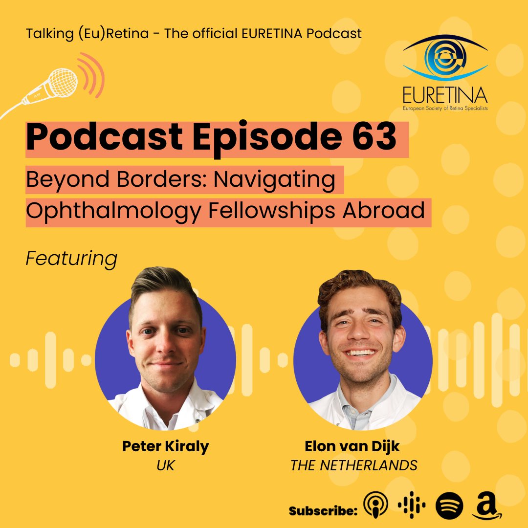 🎙️ NEW Talking (Eu)Retina Podcast - Episode 63: Beyond Borders: Navigating Ophthalmology Fellowships 

🎧 Listen here: ow.ly/IN6R50WcVm5

#EURETINA #Ophthalmology #Retina #MedicalResearch #Podcast