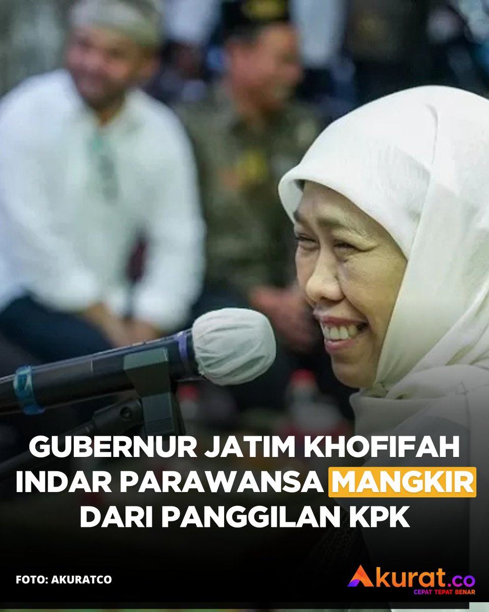 Gubernur Jawa Timur, Khofifah Indar Parawansa, tidak memenuhi panggilan penyidik Komisi Pemberantasan Korupsi (KPK).

Khofifah sejatinya dijadwalkan menjalani pemeriksaan hari ini, Jumat (20/6/2025), terkait dugaan korupsi pengelolaan dana hibah untuk kelompok masyarakat di
