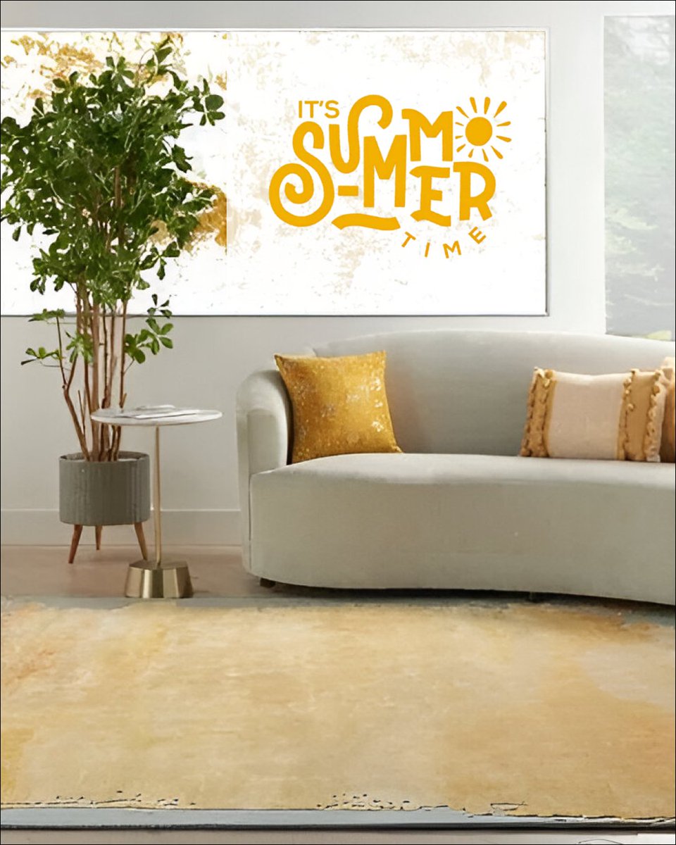 Hello, summer! ☀️ Time to refresh your space with sunshine and style. #FirstDayOfSummer #RugAndHome #SummerVibes #HomeInspiration