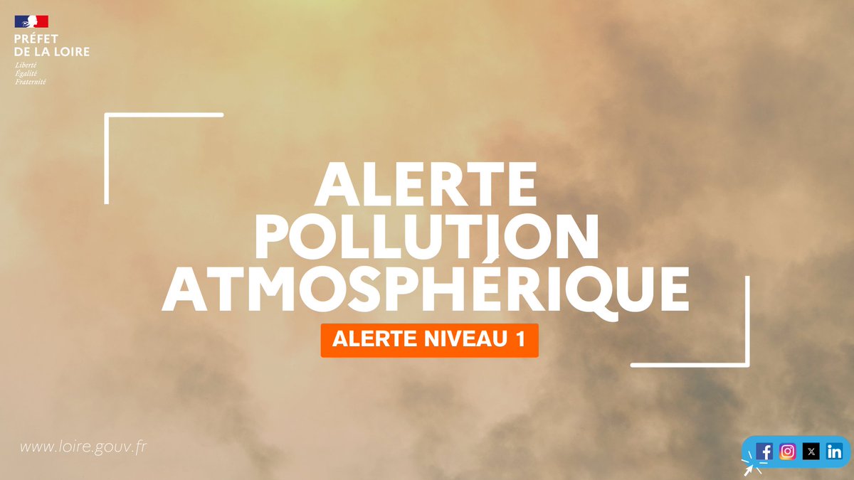 Image de Préfet de la Loire - ⚠️ Un épisode de pollution de type "estival" touche actuellement le bassin d’air stéphanois. 
🟠La p