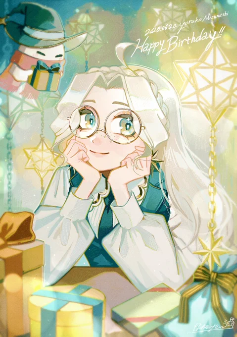 ART WORK 水無夜子( )様のメガネなどの追加Live2Dイラスト、モデリングを担当させて頂きました! 改めましてお誕生日おめでとうございます #夜色ぱれっと